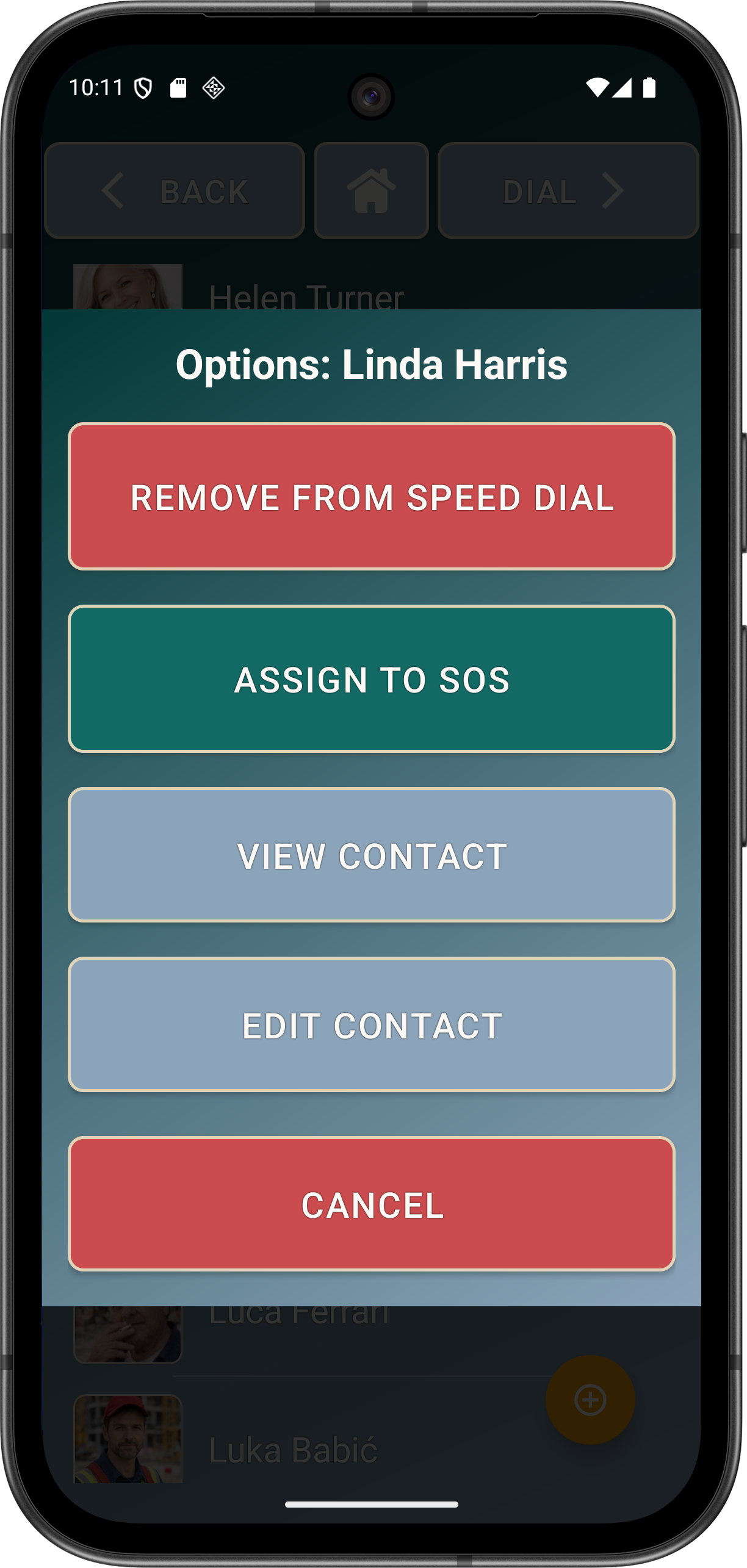 Long-press contact menu showing Edit Contact.